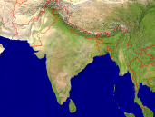 India Satellite + Borders 1600x1200
